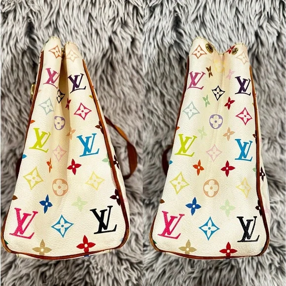 LOUIS VUITTON White Monogram Multicolore Aurelia MM Tote Bag - Picture 9 of 16